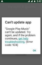 Google Play Store Error Code 924 How To Fix Google Play Apps Google Play Music Error Code