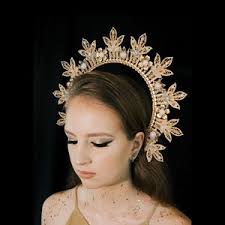 Emerald Rhinestone Embellished Halo Crown, Sunburst Crown, Gold Halo Crown,  Gold Crown, Gold Headpiece, Festival Crown, Festival Halo