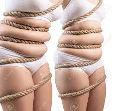 Collage Of Fat Woman In Underwear Twisted With A Rope Trap. Isolated On  White. Stock Photo, Picture and Royalty Free Image. Image 96839644.