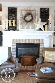 Simple Farmhouse Style Stonegable Fireplace Mantle Decor Home Decor Farmhouse Mantel Decorating Ideas