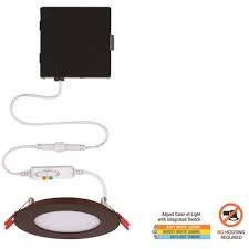 No need for an existing recessed can or Commercial Electric Part 91472 Ultra Slim 4 In Color Selectable New Construction And Remodel Canless Recessed Integrated Led Kit Oil Rubbed Bronze Trim Home Depot Pro