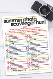 Summer Photo Scavenger Hunt Fun Activity For Kids Teens