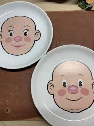 FRED Plays With His Food Plate FOOD FACE Ceramic Plate Funny SET Of 2 Boy &  Girl