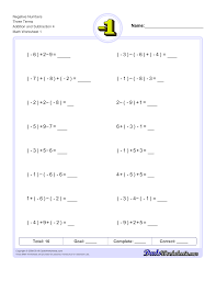 negative numbers addition subtraction three terms 4 v1