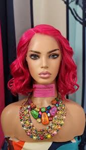 Celebrity hot pink wavy HD lace front wig