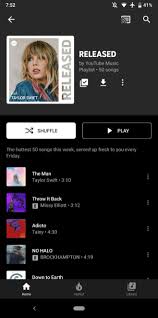 youtube music includes a released playlist to compete with