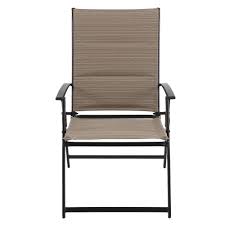 Hampton Bay Mix And Match Folding Steel Outdoor Patio Dining Chair In Cafe Tan Sling 2 Pack Fds50249 2pk Ca The Home Depot Outdoor Dining Chairs Patio Dining Chairs Outdoor Chairs