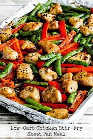 Low Carb Chicken Stir Fry Sheet Pan Meal Found On Kalynskitchen Com Sheet Pan Recipes Low Carb Chicken Healthy Recipes