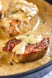 This Easy Blue Cheese Sauce Is So Easy To Make With Simple Ingredients And Tastes Delicious With Pork Pork Medallion Recipes Pork Medallions Tenderloin Recipes