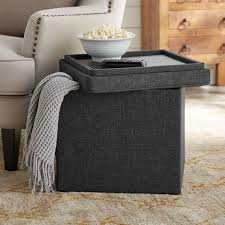 Practical and stylish, cocktail ottomans provide a spot to fold laundry, set down a. Better Homes Gardens Storage Ottoman With Tray 16 Grey Walmart Com Walmart Com