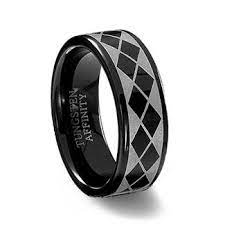 Black Tungsten Carbide Laser Designed Argyle Ring Mens Wedding Rings Tungsten Tungsten Wedding Rings Black Wedding Rings