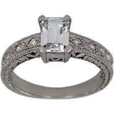 Maybe you would like to learn more about one of these? Antique Style Emerald Cut Engagement Ring Setting In 14k White Gold Dacarli