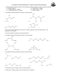 Organic Chemistry Worksheet Functional Group Chemical