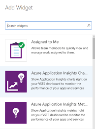 application insights vsts dashboard chart widget now