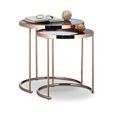 Nesting Tables Round Chrome Frame Set Of 2 Modern Design Frosted Glass Side Table End Tables Metal Cop Round Glass Coffee Table Side Table Coffee Table
