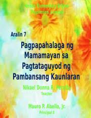 Ang pinakakonbensiyonal na analisis ekonomiko ng isang bansa ay mabigat na umaasa sa mga indikator nitong ekonomiko gaya ng gdp at gdp kada capita. Ap Yunit 4 Aralin 7 Inkay Peraltax Unson Elementary School Pagsanjan Laguna Aralin 7 Pagpapahalaga Ng Mamamayan Sa Pagtataguyod Ng Pambansang Course Hero