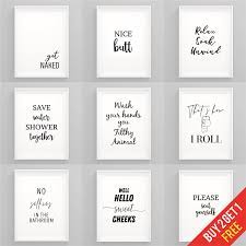 Bathroom prints minimalist wall funny art poster. Bathroom Prints Black And White Funny Bathroom Wall Art Framed Pictures Toilet Ebay