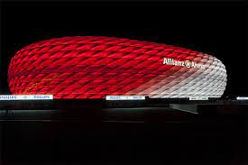 The stadium, built between 2002 and 2005, is among the world's most modern and at the same time germany's third largest football ground. Allianz Arena Munich Bavaria Germany Color Kinetics