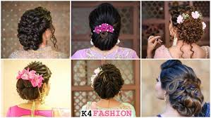 Just take your favorite floral hair accessories, make a messy puffy look and attach them neatly to the braid. Trending Bun Hairstyles For Your Wedding Reception K4 Fashion