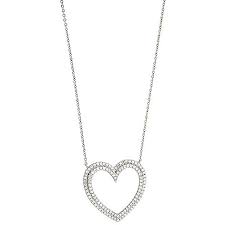 Preowned 18 carat white gold diamond pendant and chain. Tiffany Co Platinum 17 5 0 80ctw Diamond Double Row Heart Necklace Pre Owned Shophq