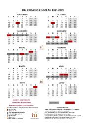 Período letivo (inclui aulas e exames). Calendario Escolar Curso 2021 2022 Sindicato Tu