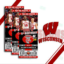 2 5 x 6 wisconsin badgers sports party invitations sports