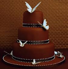 Butterfly Chocolate Wedding Cake With White Butterflies 3 Layer Chocolate Wedding Cake Brown Wedding Cakes Butterfly Wedding Cake
