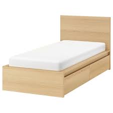 Malm Bettgestell Hoch Mit 2 Schubkasten Eichenfurnier Weiss Lasiert Leirsund Ikea Osterreich Hranenie Odeyal Pustye Prostranstva Krovati