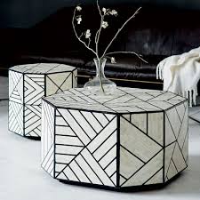 Black lacquer coffee table inlaid with phoenix beautiful mother of pearl. Bone Inlay Coffee Table