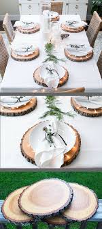 Rustic Wood Slice Plate Chargers Great Idea Tabledecor Thanksgiving Rustic Woodland H Thanksgiving Table Settings Rustic Cabin Decor Table Decorations