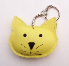 Porte Cles Chat En Cuir Jaune Porte Cle Bijoux De Sac Cuir Jaune