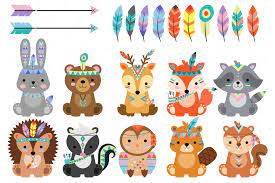 This Adorable Set Features 22 Images Of Tribal Animals Including A Rabbit Bear Deer Fox Raccoon Tribal Animals Woodland Animals Woodland Animal Birthday