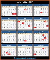 Check johor federal and state public holidays for the year 2017. Johor Holidays 2017