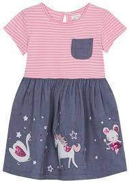Bluezoo Blue Zoo Girls Pink Striped Chambray Embroidered Unicorn Dress Girls Dresses Summer Pink Girl Unicorn Dress