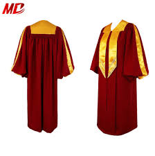 Factory Sale Elegant Maroon Deluxe Choir Robes With Gold Trim For Church