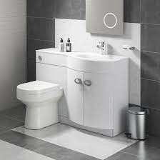 It comes complete with a basin, vanity unit, wc unit and a back to wall pan with cistern. Lorraine Combination Bathroom Toilet Right Hand Sink Unit White Gloss Drench