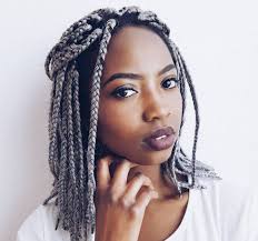 Black And Grey Braids Hairstyles Gray Bob Box Braids Short Box Braids Box Braids Styling Box Braids Hairstyles