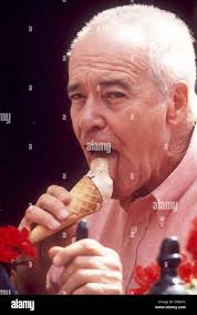 Hollywood actor Jack Lemon keeping cool with an ice cream during his visit  to London in the 1986. He was appearing