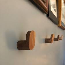 Walnut Wall Hooks Modern Minimal Wooden Wall Decor Etsy Wooden Wall Decor Hallway Wall Decor Wall Hooks