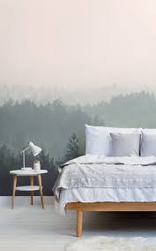 Carta Da Parati Sfumata Color Pesca E Verde Murals Wallpaper In 2020 Feature Wall Bedroom Sea Green Bedrooms Ombre Wallpapers