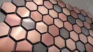 Black And Gold Kitchen Floor Tiles Online Shop Hexagon Mosaics Tile Copper Rose Gold Color Black Stainless Steel Backsplash Kitchen Tiles Bat Hexagonal Mosaic Mosaic Wall Tiles Metal Mosaic Wall