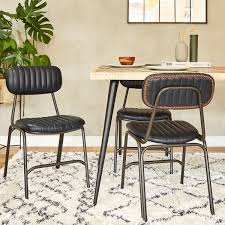 Dining chairs & benches (100). Dark Green Leather Upholstered Boston Dining Chair Modern Dining Chairs