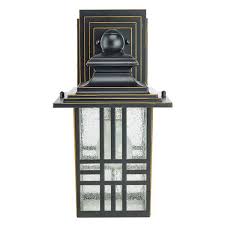 Clean lines in black complement the contemporary look of the seeded glass. Mission Style Black With Bronze Highlight Outdoor Wall Lantern With Built In Electrical Outlet Gfci 30264 The Fixture Place