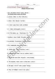Jumbled Sentences Using Present Simple Tense Help Sts To Form Meaning From Words An Old Technique T Jumbled Words Unscramble Words Simple Sentences Worksheet