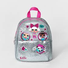 Girls L O L Surprise Sparkle Time Backpack Silver Pink Sparkle Surprise Girls Cantalar Lol Bebek