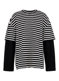 Black and white striped long sleeve shirt under t shirt. Juun J Cotton Archive Embroidered Stripe Oversized Long Sleeve T Shirt For Men Lyst