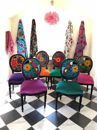 Eclectic Boho Dining Chairs Boho Dining Chairs Dining Chairs Funky Painted Furniture