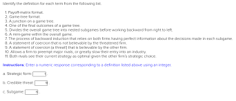 Solved Identify The Definition For Each Term From The Fol Chegg Com