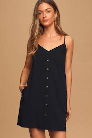 Just Breezy Black Button Up Shift Dress In 2020 Women Dress Online Essential Dress Shift Dress