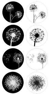 Paardebloemen In Zwart Wit Afdrukbare 1 Inch Circles Bottlecap Beelden Paardebloemen Silhouet Digitale Collage White Dandelion Dandelion Bottle Cap Images
